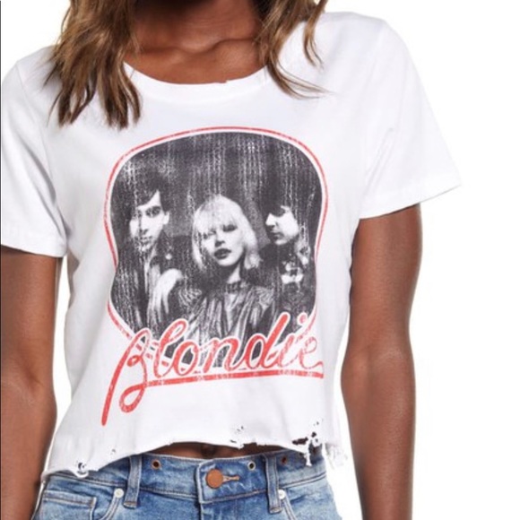 BLONDIE Graphic Band Tee Crop Top White S M L - Picture 8 of 8